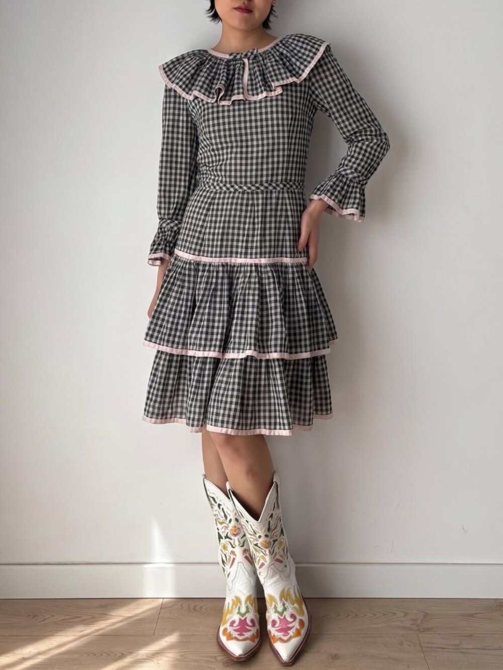 1940s/ early 50s cotton gingham plaid dress
